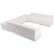 HERCULES Alon Series Melrose White LeatherSoft Reception Configuration, 8 Pieces, ZB-803-710-SET-WH-GG