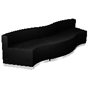 HERCULES Alon Series Black LeatherSoft Reception Configuration, 3 Pieces, ZB-803-720-SET-BK-GG, ZB-803-720-SET-BK-GG