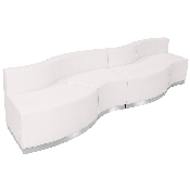 HERCULES Alon Series Melrose White LeatherSoft Reception Configuration, 4 Pieces, ZB-803-730-SET-WH-GG, ZB-803-730-SET-WH-GG