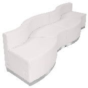 HERCULES Alon Series Melrose White LeatherSoft Reception Configuration, 4 Pieces, ZB-803-730-SET-WH-GG, ZB-803-730-SET-WH-GG