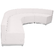 HERCULES Alon Series Melrose White LeatherSoft Reception Configuration, 4 Pieces, ZB-803-760-SET-WH-GG, ZB-803-760-SET-WH-GG