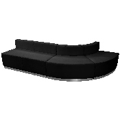 HERCULES Alon Series Black LeatherSoft Reception Configuration, 3 Pieces, ZB-803-790-SET-BK-GG, ZB-803-790-SET-BK-GG