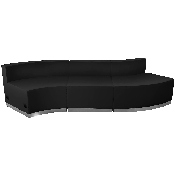HERCULES Alon Series Black LeatherSoft Reception Configuration, 3 Pieces, ZB-803-830-SET-BK-GG, ZB-803-830-SET-BK-GG