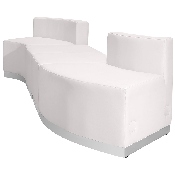 HERCULES Alon Series Melrose White LeatherSoft Reception Configuration, 4 Pieces, ZB-803-860-SET-WH-GG, ZB-803-860-SET-WH-GG