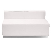 HERCULES Alon Series Melrose White LeatherSoft Loveseat with Brushed Stainless Steel Base, ZB-803-LS-WH-GG