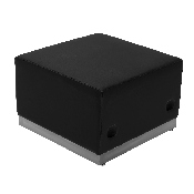 HERCULES Alon Series Black LeatherSoft Ottoman with Brushed Stainless Steel Base, ZB-803-OTTOMAN-BK-GG