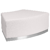 HERCULES Alon Series Melrose White LeatherSoft Backless Convex Chair with Brushed Stainless Steel Base, ZB-803-SEAT-WH-GG