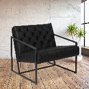 HERCULES Madison Series Black LeatherSoft Tufted Lounge Chair, ZB-8522-BK-GG