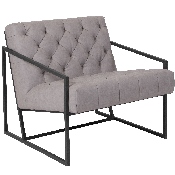 HERCULES Madison Series Retro Light Gray LeatherSoft Tufted Lounge Chair, ZB-8522-WH-GG