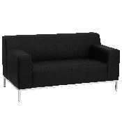 HERCULES Definity Series Contemporary Black LeatherSoft Loveseat with Stainless Steel Frame, ZB-DEFINITY-8009-LS-BK-GG