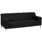 HERCULES Definity Series Contemporary Black LeatherSoft Sofa with Stainless Steel Frame, ZB-DEFINITY-8009-SOFA-BK-GG