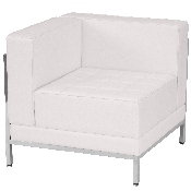 HERCULES Imagination Series Contemporary Melrose White LeatherSoft Left Corner Chair with Encasing Frame