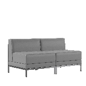 HERCULES Imagination Series 2 Piece Gray LeatherSoft Waiting Room Lounge Set - Reception Bench, ZB-IMAG-MIDCH-2-GY-GG
