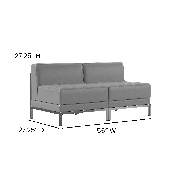 HERCULES Imagination Series 2 Piece Gray LeatherSoft Waiting Room Lounge Set - Reception Bench, ZB-IMAG-MIDCH-2-GY-GG