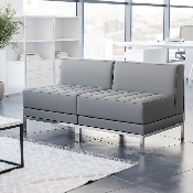 HERCULES Imagination Series 2 Piece Gray LeatherSoft Waiting Room Lounge Set - Reception Bench, ZB-IMAG-MIDCH-2-GY-GG