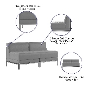 HERCULES Imagination Series 2 Piece Gray LeatherSoft Waiting Room Lounge Set - Reception Bench, ZB-IMAG-MIDCH-2-GY-GG