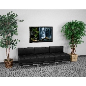 HERCULES Imagination Series Black LeatherSoft Lounge Set, 3 Pieces, ZB-IMAG-MIDCH-3-GG