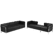 HERCULES Imagination Series Black LeatherSoft Sofa & Lounge Chair Set, 4 Pieces, ZB-IMAG-SET15-GG