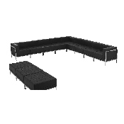 HERCULES Imagination Series Black LeatherSoft Sectional & Ottoman Set, 12 Pieces, ZB-IMAG-SET18-GG