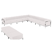 HERCULES Imagination Series Melrose White LeatherSoft Sectional & Ottoman Set, 12 Pieces, ZB-IMAG-SET18-WH-GG