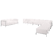 HERCULES Imagination Series Melrose White LeatherSoft Sectional & Sofa Set, 10 Pieces, ZB-IMAG-SET19-WH-GG