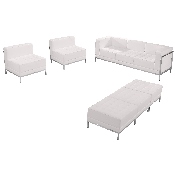 HERCULES Imagination Series Melrose White LeatherSoft Sofa, Chair & Ottoman Set, ZB-IMAG-SET20-WH-GG