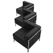 HERCULES Imagination Series Black LeatherSoft 3 Piece Corner Chair Set, ZB-IMAG-SET4-GG
