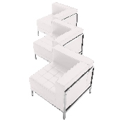 HERCULES Imagination Series Melrose White LeatherSoft 3 Piece Corner Chair Set, ZB-IMAG-SET4-WH-GG