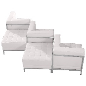 HERCULES Imagination Series Melrose White LeatherSoft 5 Piece Chair & Ottoman Set, ZB-IMAG-SET5-WH-GG