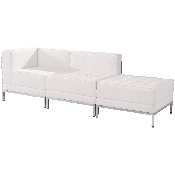 HERCULES Imagination Series Melrose White LeatherSoft 3 Piece Chair & Ottoman Set, ZB-IMAG-SET6-WH-GG