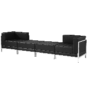 HERCULES Imagination Series Black LeatherSoft 4 Piece Chair & Ottoman Set, ZB-IMAG-SET7-GG, ZB-IMAG-SET7-GG