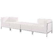 HERCULES Imagination Series Melrose White LeatherSoft 4 Piece Chair & Ottoman Set, ZB-IMAG-SET7-WH-GG, ZB-IMAG-SET7-WH-GG