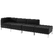 HERCULES Imagination Series Black LeatherSoft 4 Piece Chair & Ottoman Set, ZB-IMAG-SET9-GG