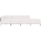 HERCULES Imagination Series Melrose White LeatherSoft 4 Piece Chair & Ottoman Set, ZB-IMAG-SET9-WH-GG