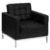 HERCULES Lacey Series Contemporary Black LeatherSoft Chair with Stainless Steel Frame, ZB-LACEY-831-2-CHAIR-BK-GG