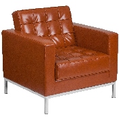 HERCULES Lacey Series Contemporary Cognac LeatherSoft Chair with Stainless Steel Frame, ZB-LACEY-831-2-CHAIR-COG-GG