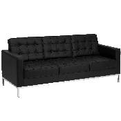 HERCULES Lacey Series Contemporary Black LeatherSoft Sofa with Stainless Steel Frame, ZB-LACEY-831-2-SOFA-BK-GG
