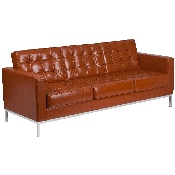 HERCULES Lacey Series Contemporary Cognac LeatherSoft Sofa with Stainless Steel Frame, ZB-LACEY-831-2-SOFA-COG-GG
