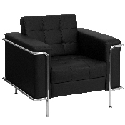 HERCULES Lesley Series Contemporary Black LeatherSoft Chair with Encasing Frame, ZB-LESLEY-8090-CHAIR-BK-GG