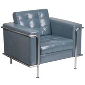 HERCULES Lesley Series Contemporary Gray LeatherSoft Chair with Encasing Frame, ZB-LESLEY-8090-CHAIR-GY-GG
