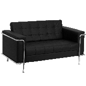 HERCULES Lesley Series Contemporary Black LeatherSoft Loveseat with Encasing Frame, ZB-LESLEY-8090-LS-BK-GG