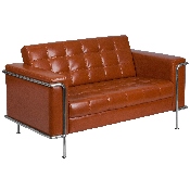 HERCULES Lesley Series Contemporary Cognac LeatherSoft Loveseat with Encasing Frame, ZB-LESLEY-8090-LS-COG-GG