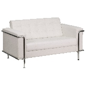 HERCULES Lesley Series Contemporary Melrose White LeatherSoft Loveseat with Encasing Frame, ZB-LESLEY-8090-LS-WH-GG