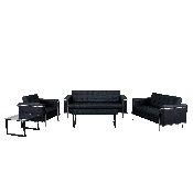 HERCULES Lesley Series Reception Set in Black LeatherSoft, ZB-LESLEY-8090-SET-BK-GG