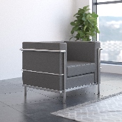 Hercules Regal Series Contemporary Gray LeatherSoft Chair with Encasing Frame, ZB-REGAL-810-1-CHAIR-GY-GG