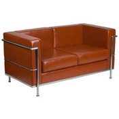 HERCULES Regal Series Contemporary Cognac LeatherSoft Loveseat with Encasing Frame, ZB-REGAL-810-2-LS-COG-GG