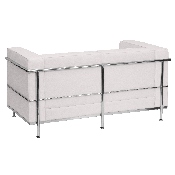 HERCULES Regal Series Contemporary Melrose White LeatherSoft Loveseat with Encasing Frame, ZB-REGAL-810-2-LS-WH-GG