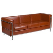 HERCULES Regal Series Contemporary Cognac LeatherSoft Sofa with Encasing Frame, ZB-REGAL-810-3-SOFA-COG-GG