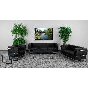 HERCULES Regal Series Reception Set in Black LeatherSoft, ZB-REGAL-810-SET-BK-GG