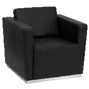 HERCULES Trinity Series Contemporary Black LeatherSoft Chair with Stainless Steel Base, ZB-TRINITY-8094-CHAIR-BK-GG